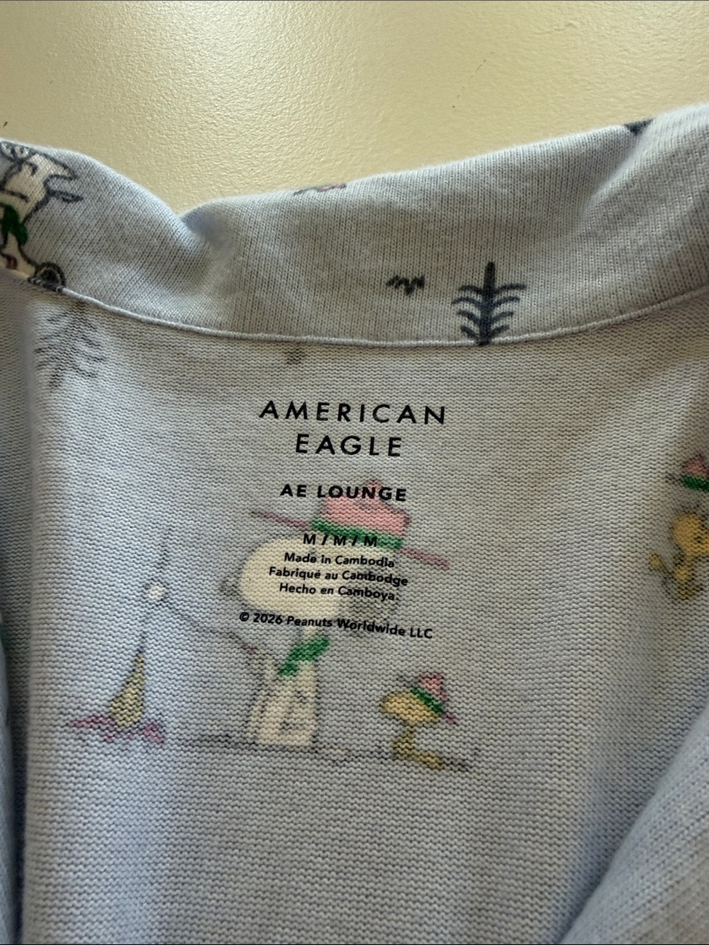 American Eagle Outfitters Light Blue Snoopy Print Pajama Set Sz M. Box1 - Picture 7 of 8
